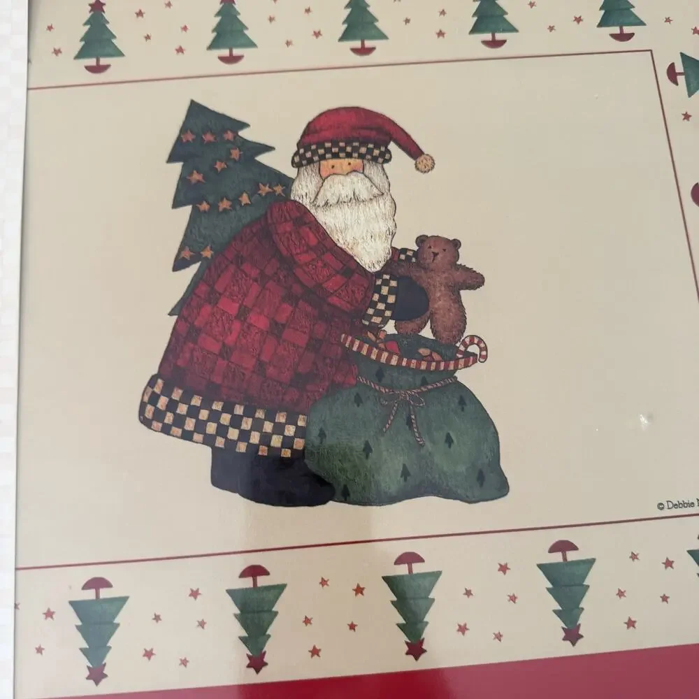 Debbie Mumm Christmas Santa Cork Back Placemats Set of 4 (2 Sealed Packs) Sakura